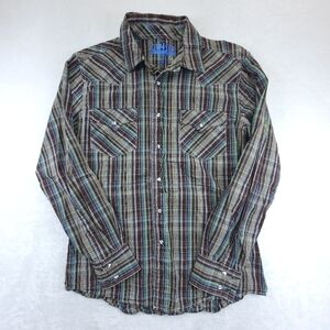 Cinch Modern Fit Pearl Snap Shirt Mens Medium Long Sleeve Plaid Button Up